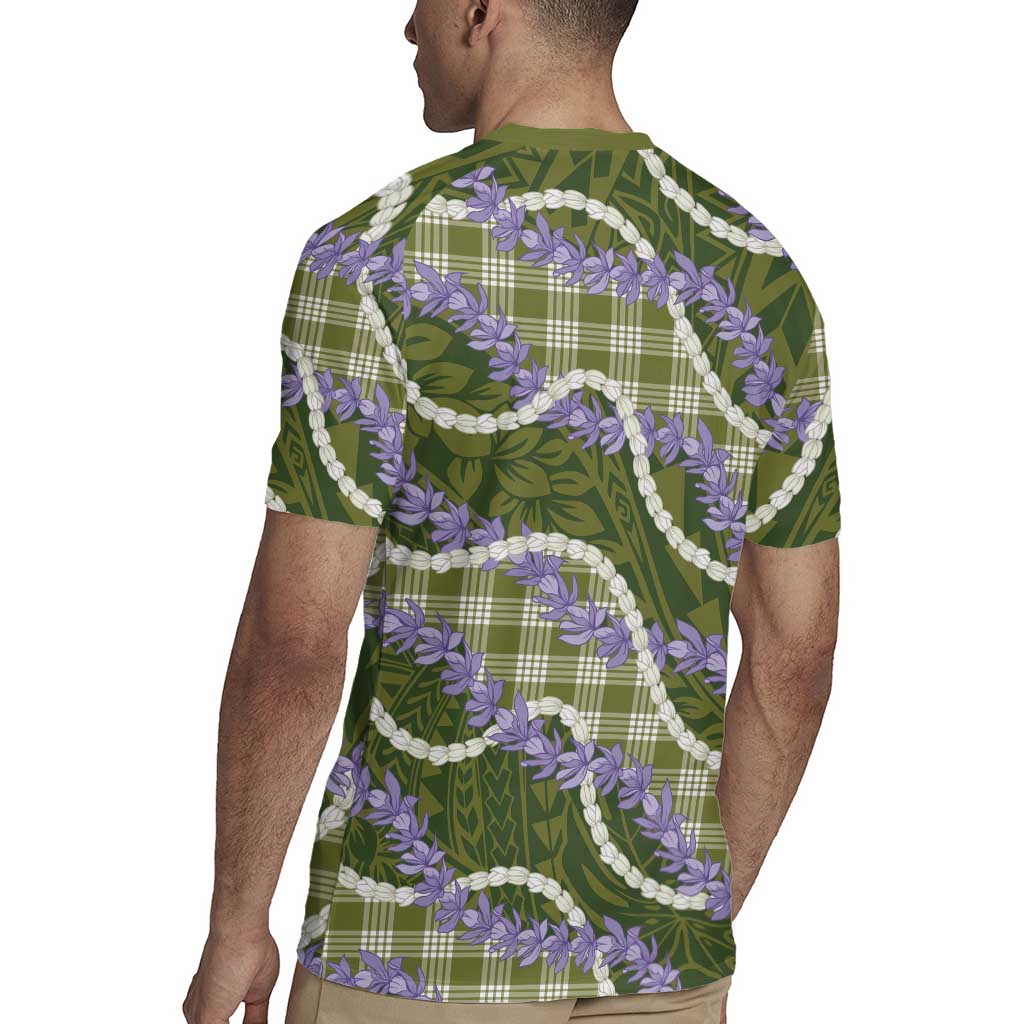 Green Hawaii Palaka Honohono Pikake Rugby Jersey Hawaiian Orchid Lei Polynesian Pattern - Polynesian Pride