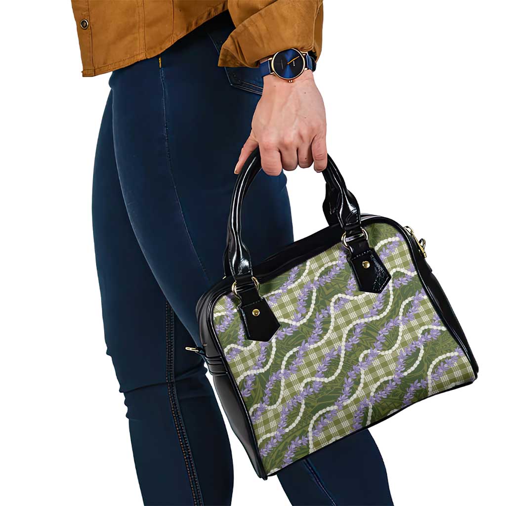 Green Hawaii Palaka Honohono Pikake Shoulder Handbag Hawaiian Orchid Lei Polynesian Pattern - Polynesian Pride