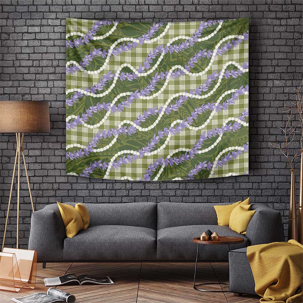 Green Hawaii Palaka Honohono Pikake Tapestry Hawaiian Orchid Lei Polynesian Pattern - Polynesian Pride