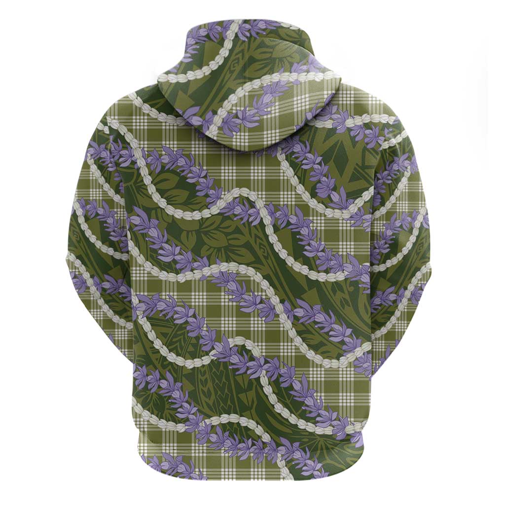 Green Hawaii Palaka Honohono Pikake Zip Hoodie Hawaiian Orchid Lei Polynesian Pattern - Polynesian Pride