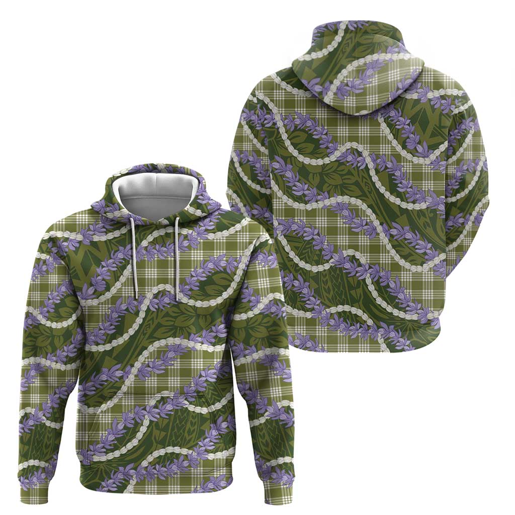 Green Hawaii Palaka Honohono Pikake Zip Hoodie Hawaiian Orchid Lei Polynesian Pattern - Polynesian Pride