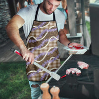 Brown Hawaii Palaka Honohono Pikake Apron Hawaiian Orchid Lei Polynesian Pattern - Polynesian Pride