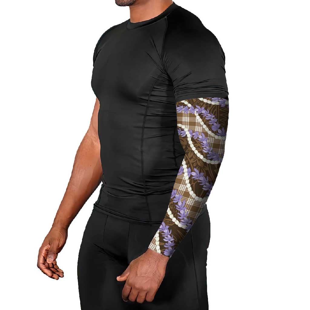 Brown Hawaii Palaka Honohono Pikake Arm Sleeves Hawaiian Orchid Lei Polynesian Pattern - Polynesian Pride