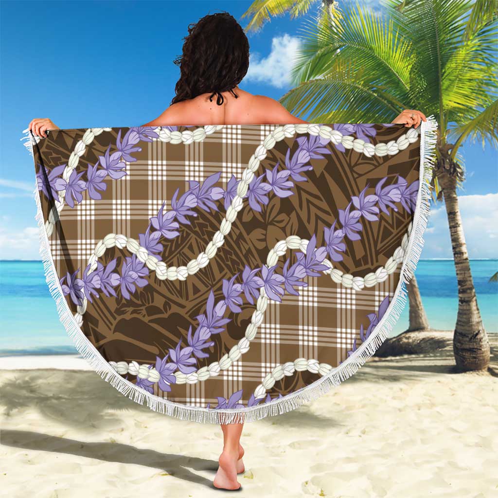 Brown Hawaii Palaka Honohono Pikake Beach Blanket Hawaiian Orchid Lei Polynesian Pattern - Polynesian Pride