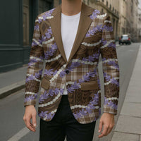 Brown Hawaii Palaka Honohono Pikake Blazer Hawaiian Orchid Lei Polynesian Pattern - Polynesian Pride