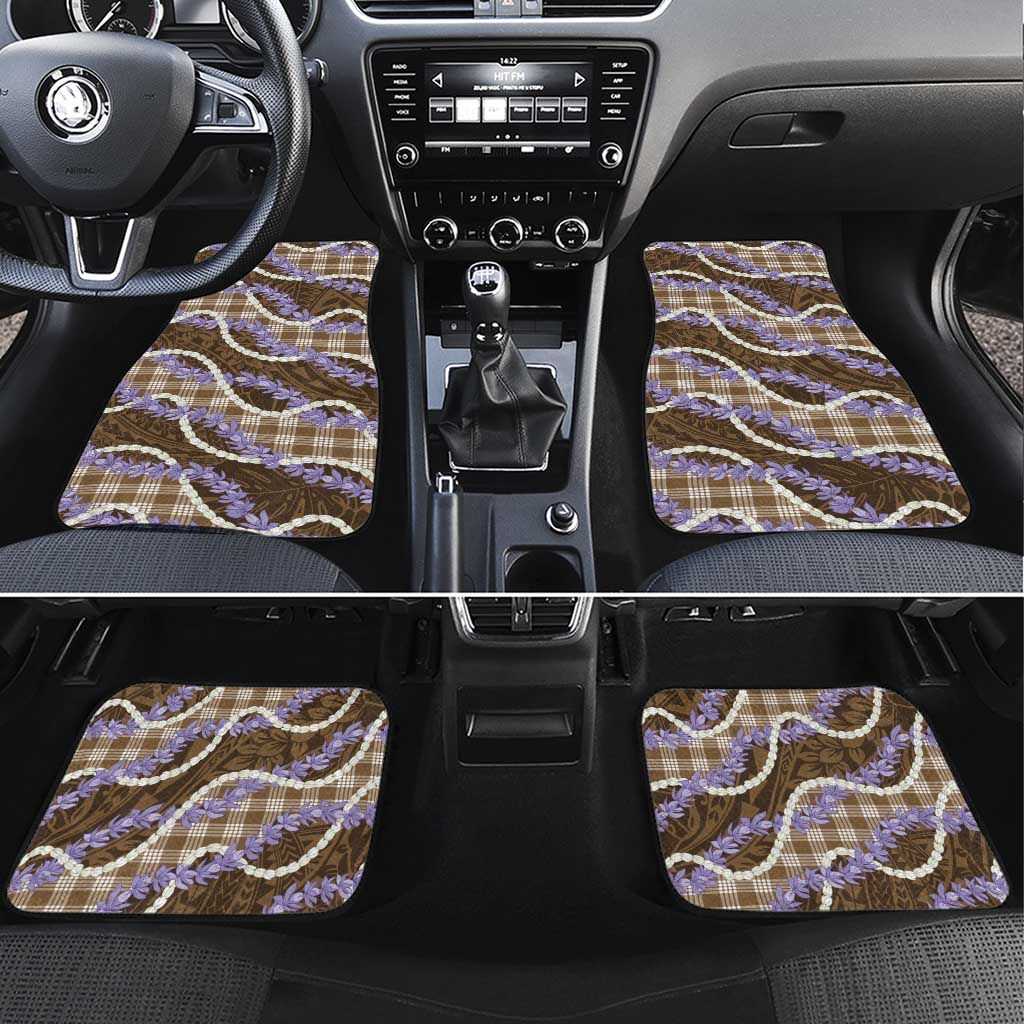 Brown Hawaii Palaka Honohono Pikake Car Mats Hawaiian Orchid Lei Polynesian Pattern LT14 Set 4pcs Brown - Polynesian Pride