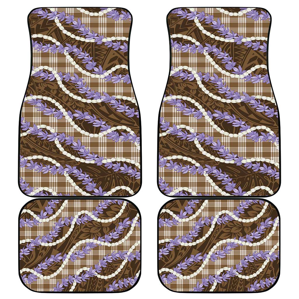 Brown Hawaii Palaka Honohono Pikake Car Mats Hawaiian Orchid Lei Polynesian Pattern LT14 - Polynesian Pride