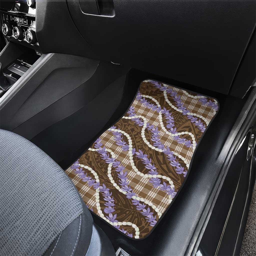 Brown Hawaii Palaka Honohono Pikake Car Mats Hawaiian Orchid Lei Polynesian Pattern LT14 - Polynesian Pride