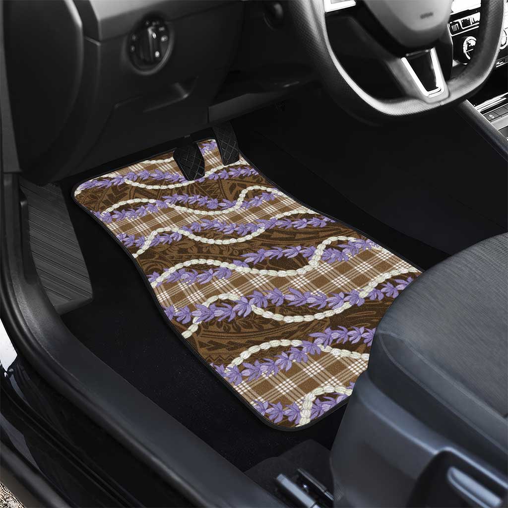 Brown Hawaii Palaka Honohono Pikake Car Mats Hawaiian Orchid Lei Polynesian Pattern LT14 - Polynesian Pride
