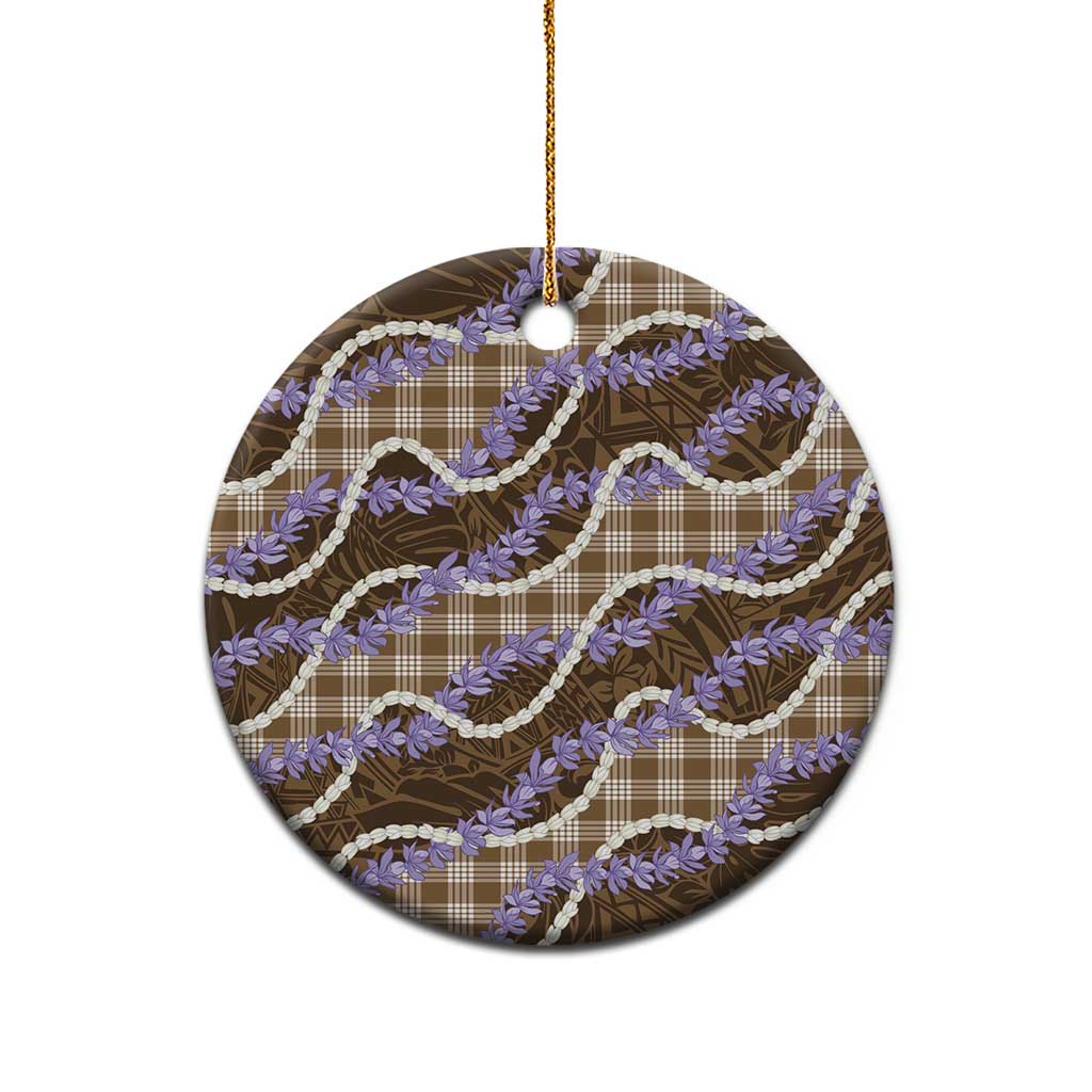 Brown Hawaii Palaka Honohono Pikake Ceramic Ornament Hawaiian Orchid Lei Polynesian Pattern - Polynesian Pride