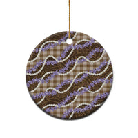 Brown Hawaii Palaka Honohono Pikake Ceramic Ornament Hawaiian Orchid Lei Polynesian Pattern - Polynesian Pride