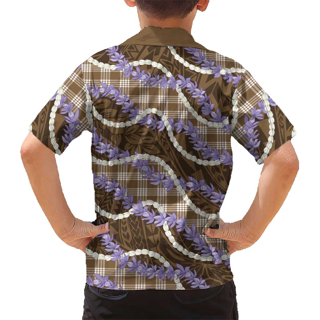 Brown Hawaii Palaka Honohono Pikake Family Matching Mermaid Dress and Hawaiian Shirt Hawaiian Orchid Lei Polynesian Pattern LT14 - Polynesian Pride