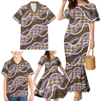 Brown Hawaii Palaka Honohono Pikake Family Matching Mermaid Dress and Hawaiian Shirt Hawaiian Orchid Lei Polynesian Pattern LT14 - Polynesian Pride