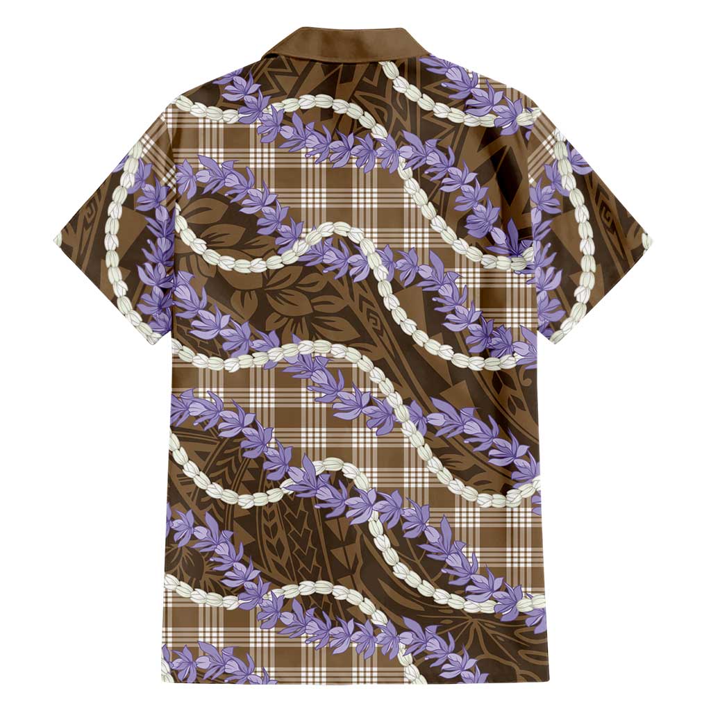 Brown Hawaii Palaka Honohono Pikake Family Matching Off The Shoulder Long Sleeve Dress and Hawaiian Shirt Hawaiian Orchid Lei Polynesian Pattern LT14 - Polynesian Pride