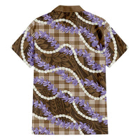 Brown Hawaii Palaka Honohono Pikake Family Matching Off Shoulder Maxi Dress and Hawaiian Shirt Hawaiian Orchid Lei Polynesian Pattern LT14 - Polynesian Pride