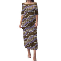 Brown Hawaii Palaka Honohono Pikake Family Matching Puletasi and Hawaiian Shirt Hawaiian Orchid Lei Polynesian Pattern LT14 Brown - Polynesian Pride
