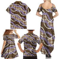 Brown Hawaii Palaka Honohono Pikake Family Matching Summer Maxi Dress and Hawaiian Shirt Hawaiian Orchid Lei Polynesian Pattern LT14 - Polynesian Pride