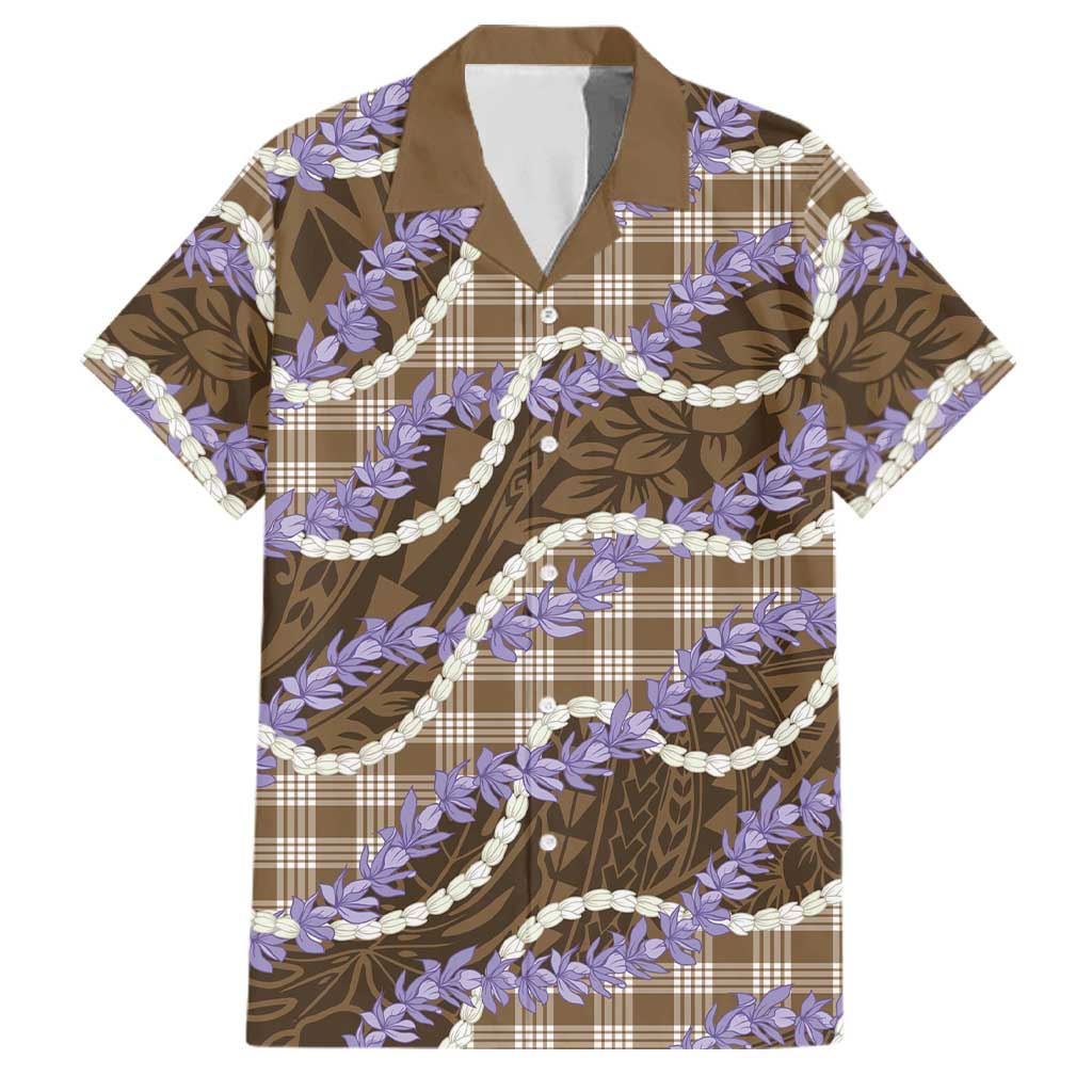 Brown Hawaii Palaka Honohono Pikake Family Matching Tank Maxi Dress and Hawaiian Shirt Hawaiian Orchid Lei Polynesian Pattern LT14 Dad's Shirt - Short Sleeve Brown - Polynesian Pride