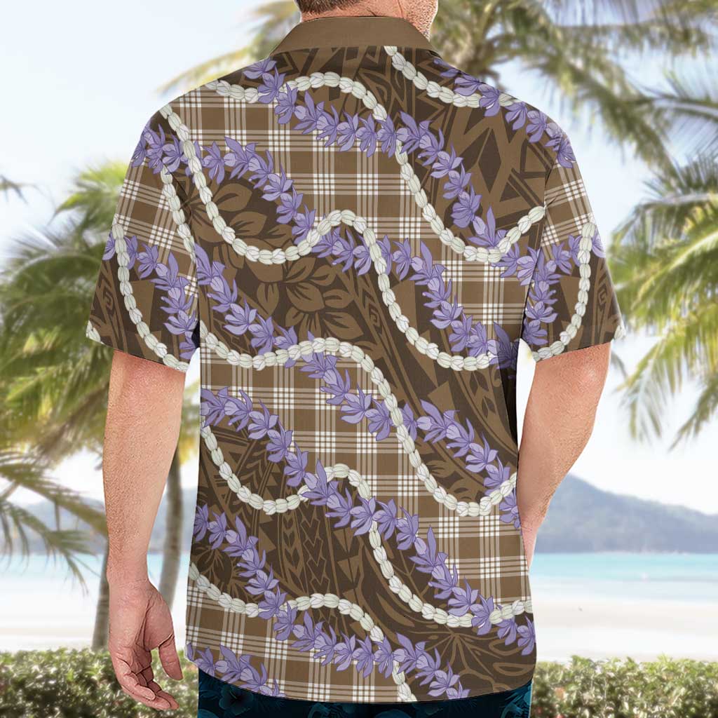 Brown Hawaii Palaka Honohono Pikake Hawaiian Shirt Hawaiian Orchid Lei Polynesian Pattern - Polynesian Pride