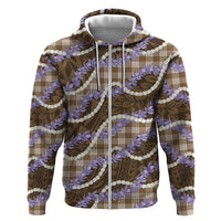 Brown Hawaii Palaka Honohono Pikake Hoodie Hawaiian Orchid Lei Polynesian Pattern - Polynesian Pride