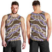 Brown Hawaii Palaka Honohono Pikake Men Tank Top Hawaiian Orchid Lei Polynesian Pattern - Polynesian Pride