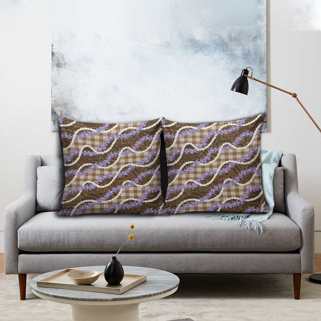 Brown Hawaii Palaka Honohono Pikake Pillow Cover Hawaiian Orchid Lei Polynesian Pattern - Polynesian Pride