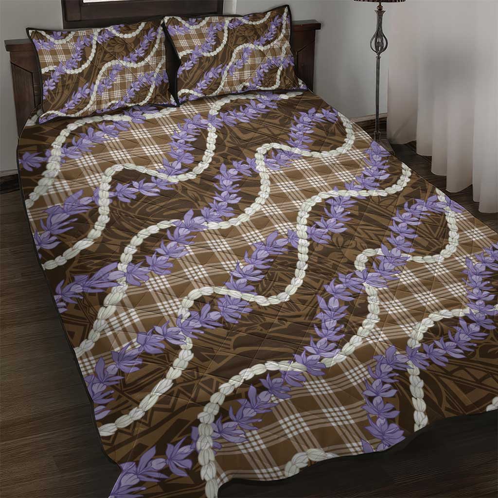Brown Hawaii Palaka Honohono Pikake Quilt Bed Set Hawaiian Orchid Lei Polynesian Pattern LT14 Brown - Polynesian Pride