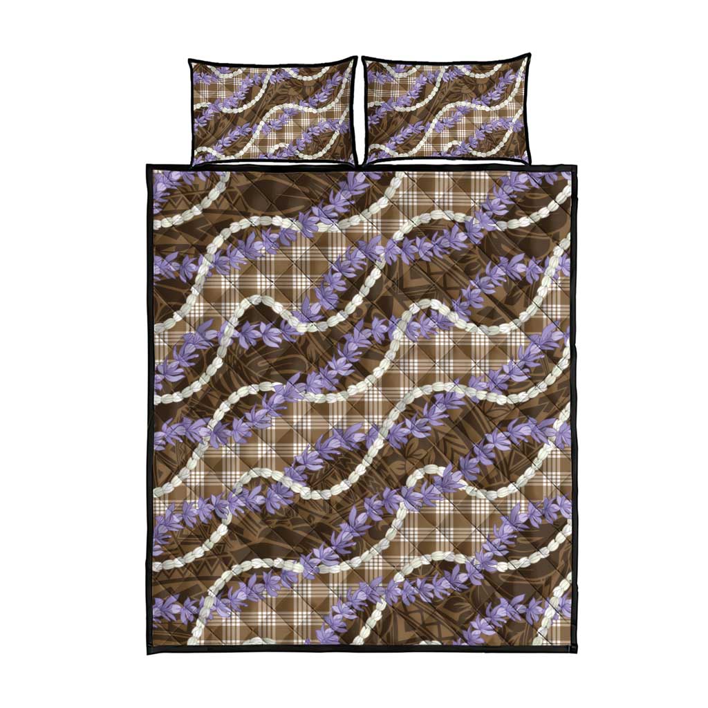 Brown Hawaii Palaka Honohono Pikake Quilt Bed Set Hawaiian Orchid Lei Polynesian Pattern LT14 - Polynesian Pride