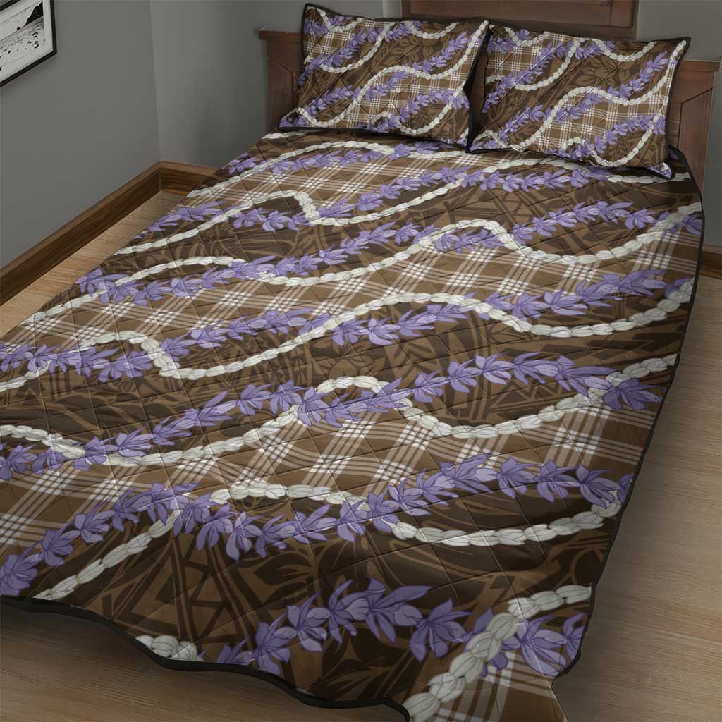 Brown Hawaii Palaka Honohono Pikake Quilt Bed Set Hawaiian Orchid Lei Polynesian Pattern LT14 - Polynesian Pride