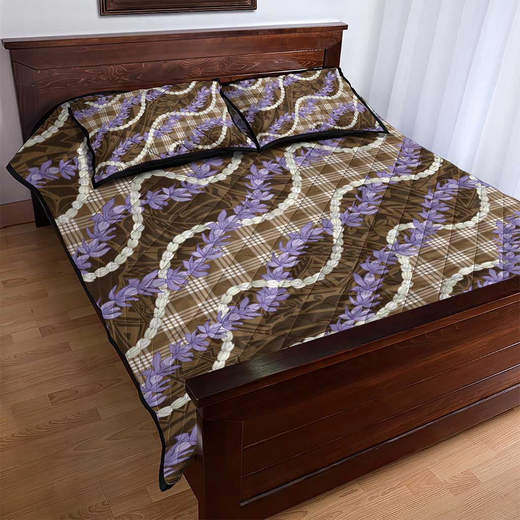 Brown Hawaii Palaka Honohono Pikake Quilt Bed Set Hawaiian Orchid Lei Polynesian Pattern LT14 - Polynesian Pride