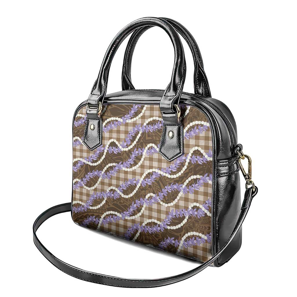 Brown Hawaii Palaka Honohono Pikake Shoulder Handbag Hawaiian Orchid Lei Polynesian Pattern - Polynesian Pride