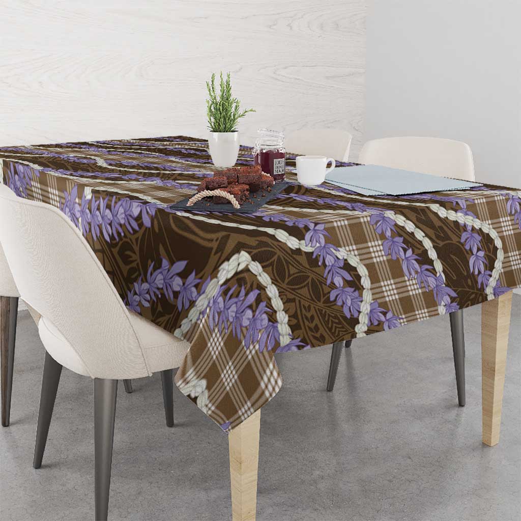 Brown Hawaii Palaka Honohono Pikake Tablecloth Hawaiian Orchid Lei Polynesian Pattern - Polynesian Pride