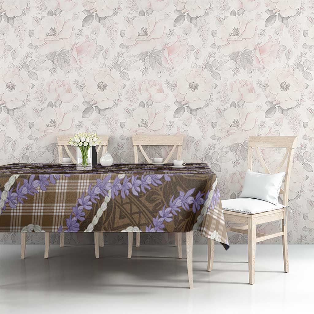 Brown Hawaii Palaka Honohono Pikake Tablecloth Hawaiian Orchid Lei Polynesian Pattern - Polynesian Pride