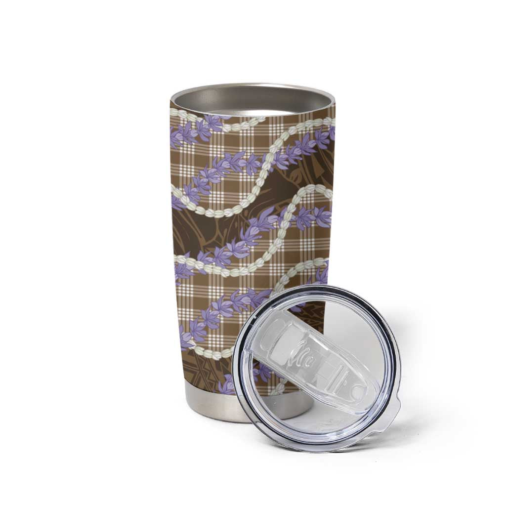 Brown Hawaii Palaka Honohono Pikake Tumbler Cup Hawaiian Orchid Lei Polynesian Pattern - Polynesian Pride