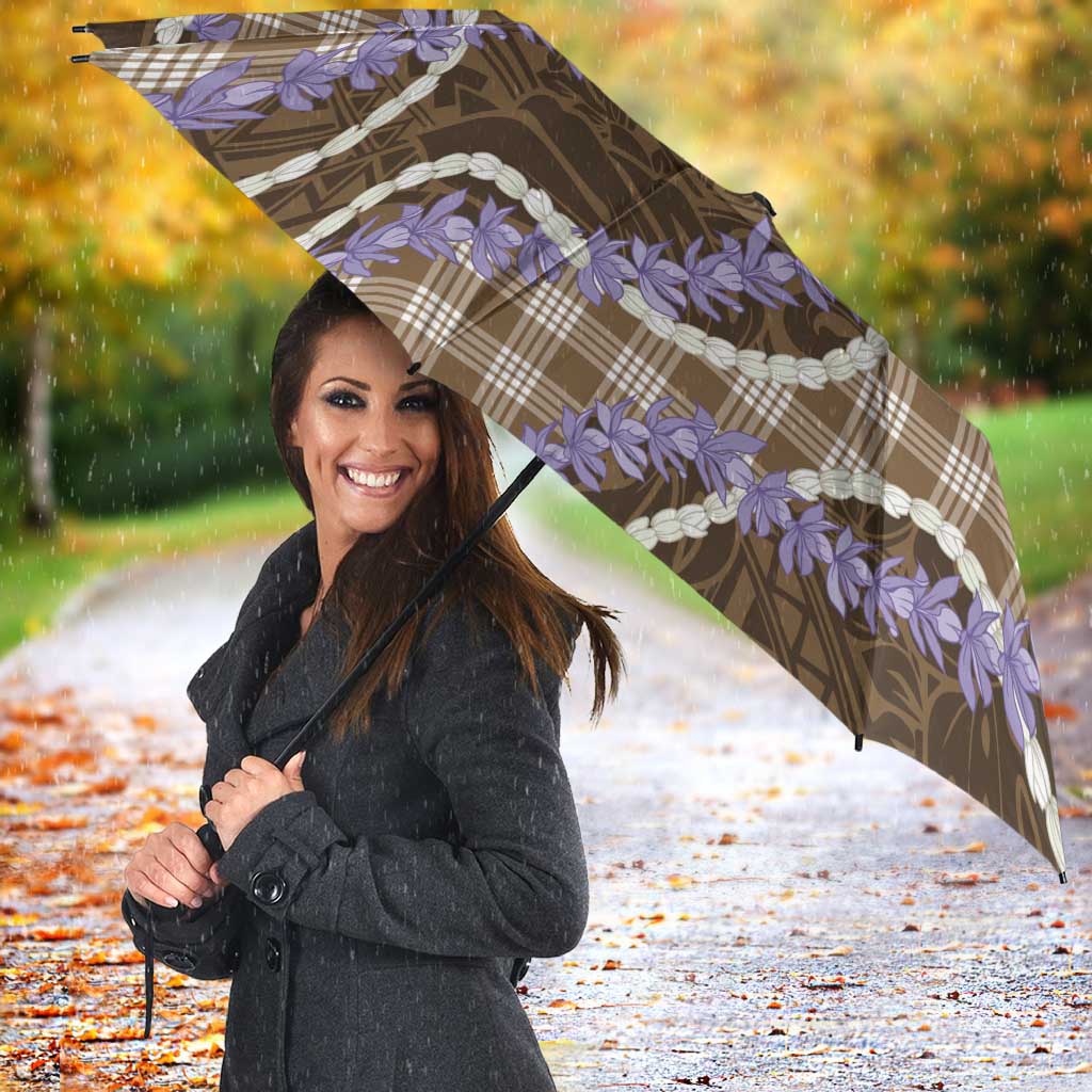 Brown Hawaii Palaka Honohono Pikake Umbrella Hawaiian Orchid Lei Polynesian Pattern - Polynesian Pride