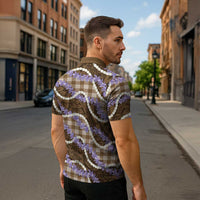 Brown Hawaii Palaka Honohono Pikake Zipper Polo Shirt Hawaiian Orchid Lei Polynesian Pattern - Polynesian Pride