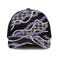 Black Hawaii Palaka Honohono Pikake Baseball Net Cap Hawaiian Orchid Lei Polynesian Pattern - Polynesian Pride
