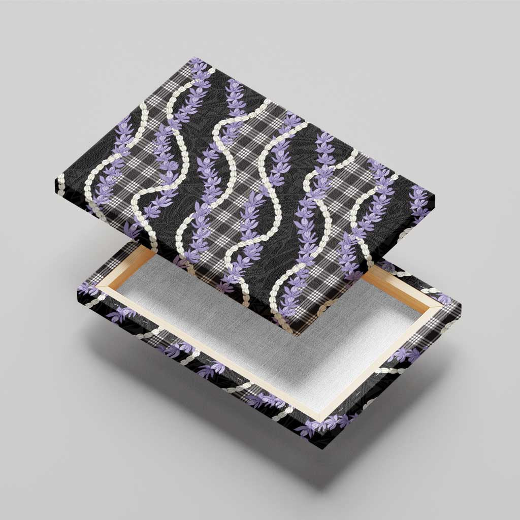 Black Hawaii Palaka Honohono Pikake Canvas Wall Art Hawaiian Orchid Lei Polynesian Pattern - Polynesian Pride