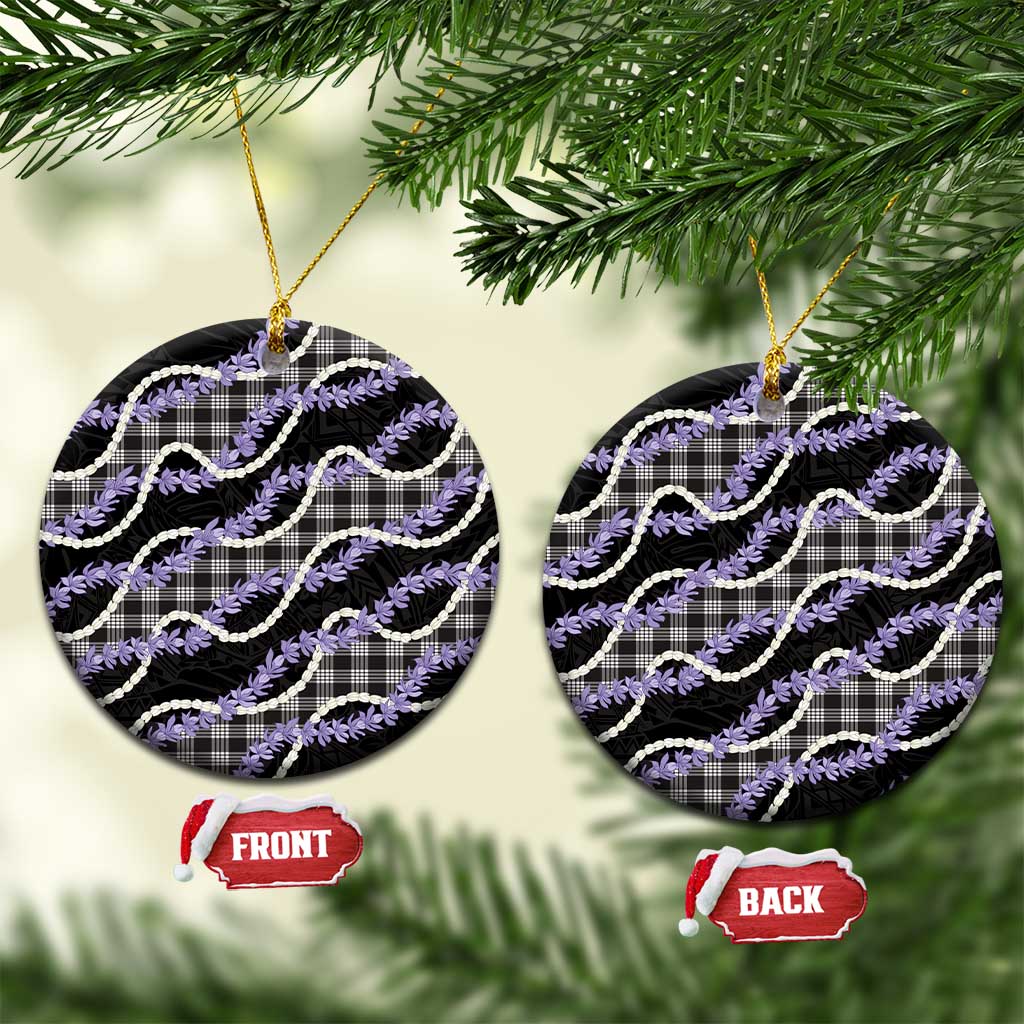 Black Hawaii Palaka Honohono Pikake Ceramic Ornament Hawaiian Orchid Lei Polynesian Pattern - Polynesian Pride