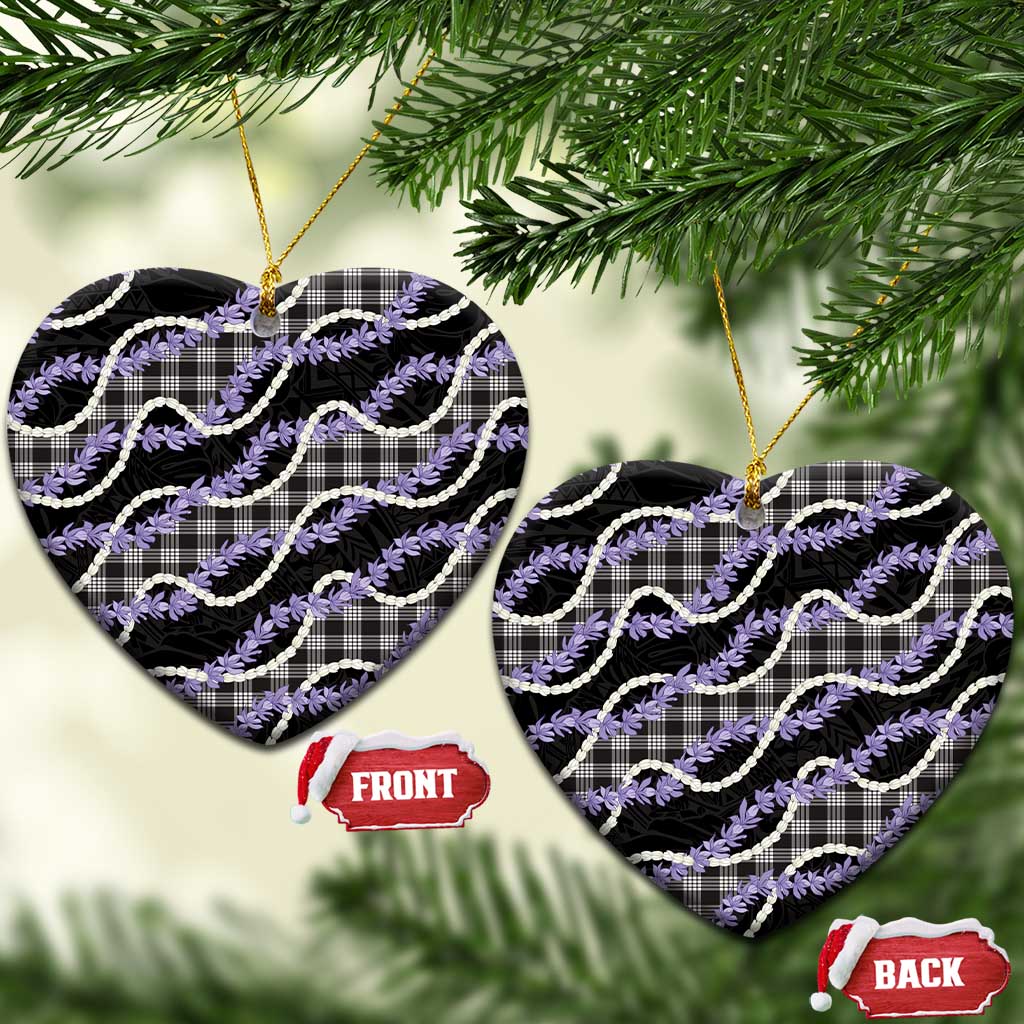 Black Hawaii Palaka Honohono Pikake Ceramic Ornament Hawaiian Orchid Lei Polynesian Pattern - Polynesian Pride
