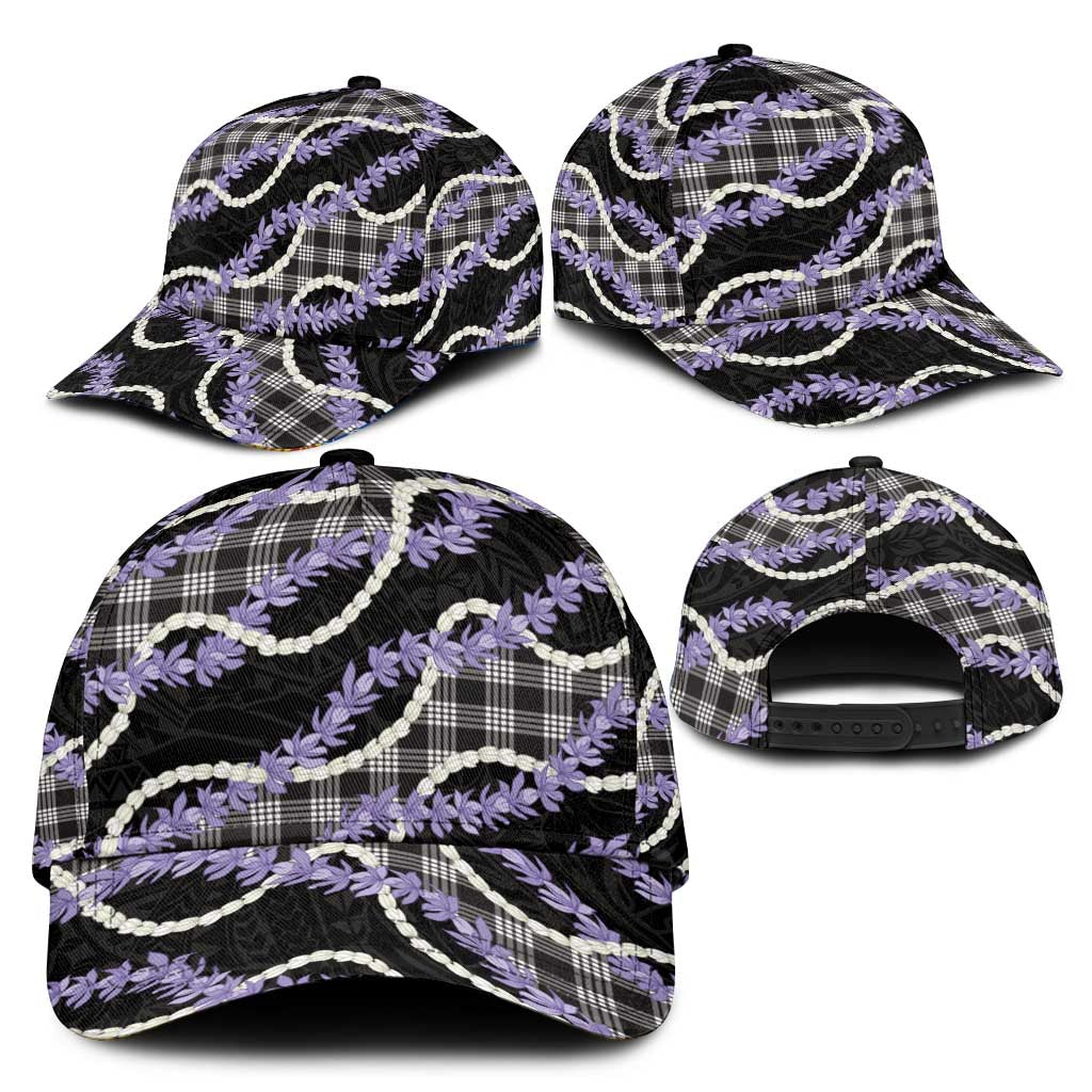 Black Hawaii Palaka Honohono Pikake Classic Cap Hawaiian Orchid Lei Polynesian Pattern - Polynesian Pride