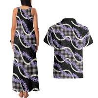 Black Hawaii Palaka Honohono Pikake Couples Matching Tank Maxi Dress and Hawaiian Shirt Hawaiian Orchid Lei Polynesian Pattern LT14 - Polynesian Pride