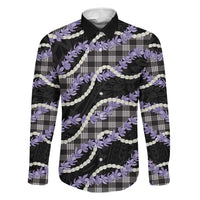 Black Hawaii Palaka Honohono Pikake Family Matching Off Shoulder Maxi Dress and Hawaiian Shirt Hawaiian Orchid Lei Polynesian Pattern LT14 Dad's Shirt - Long Sleeve Black - Polynesian Pride