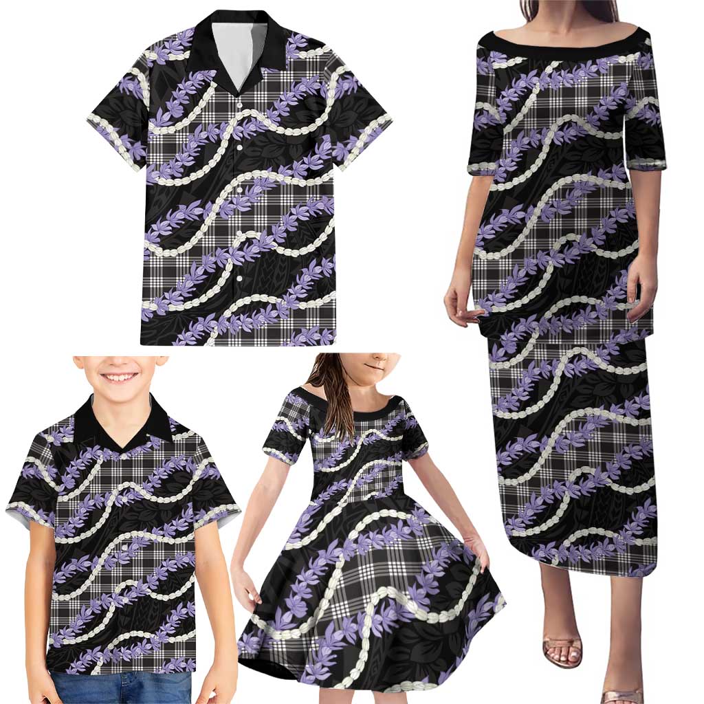 Black Hawaii Palaka Honohono Pikake Family Matching Puletasi and Hawaiian Shirt Hawaiian Orchid Lei Polynesian Pattern LT14 - Polynesian Pride