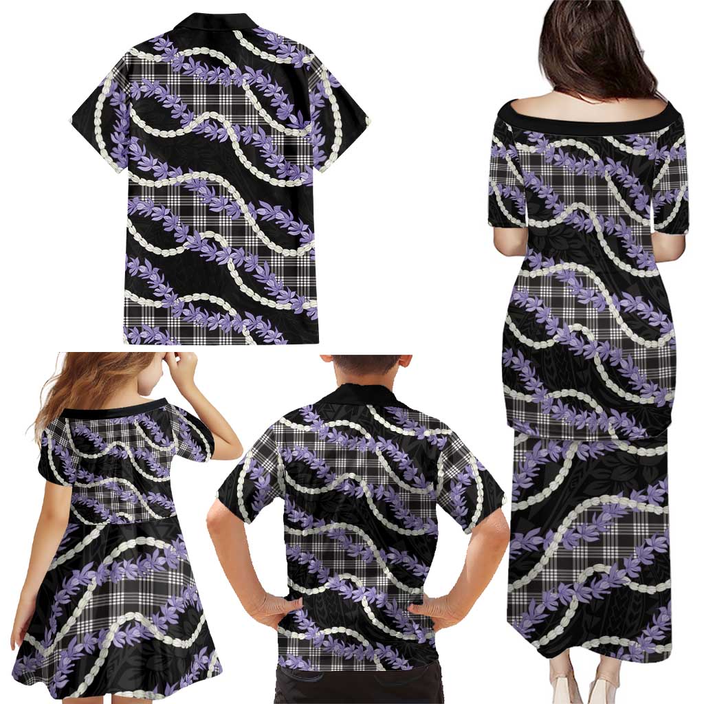 Black Hawaii Palaka Honohono Pikake Family Matching Puletasi and Hawaiian Shirt Hawaiian Orchid Lei Polynesian Pattern LT14 - Polynesian Pride