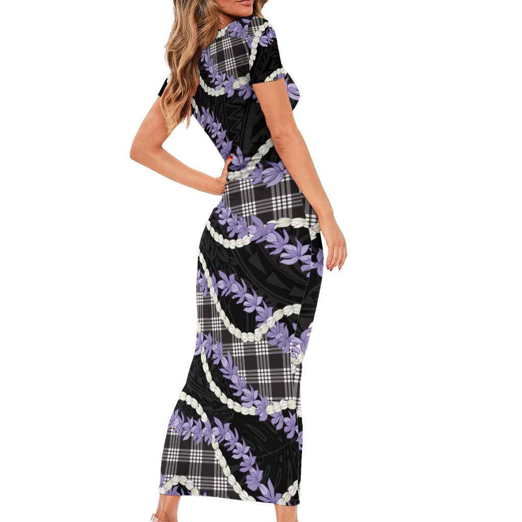 Black Hawaii Palaka Honohono Pikake Family Matching Short Sleeve Bodycon Dress and Hawaiian Shirt Hawaiian Orchid Lei Polynesian Pattern LT14 - Polynesian Pride