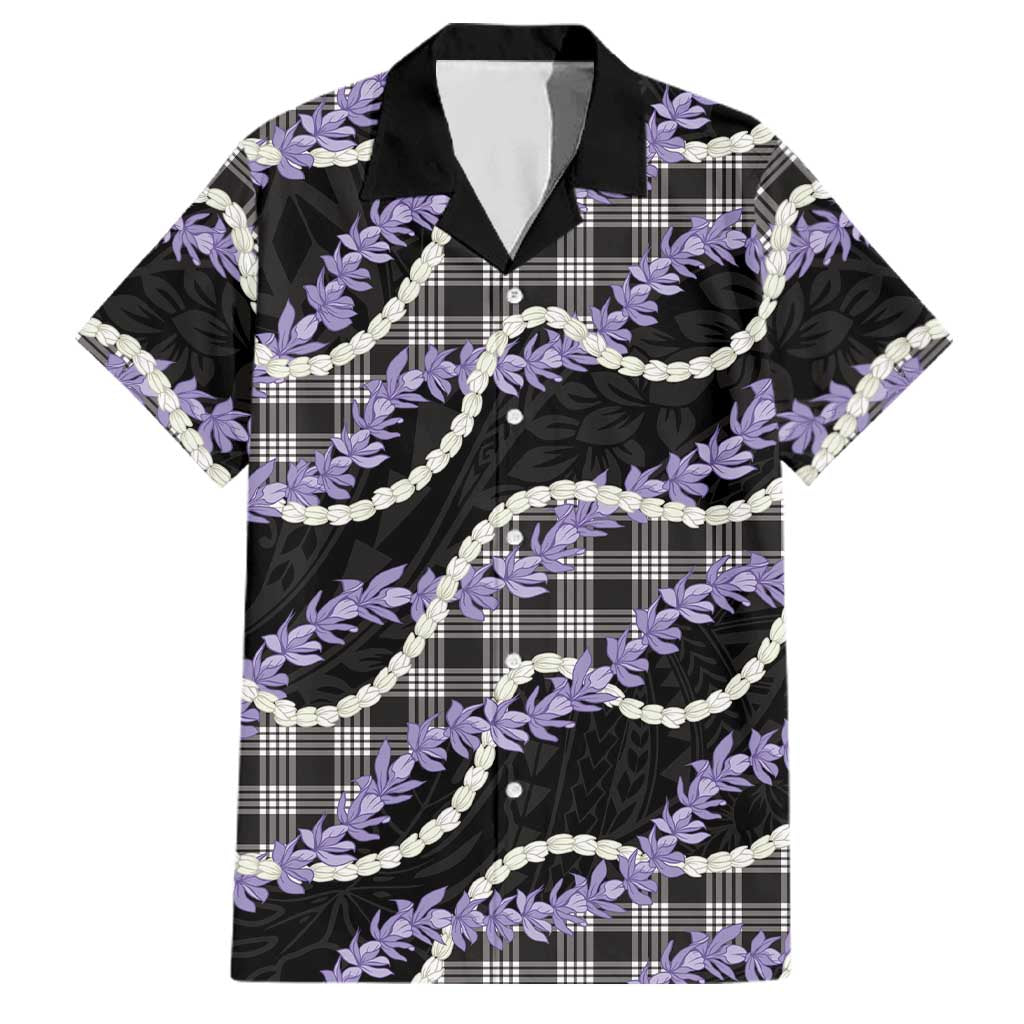 Black Hawaii Palaka Honohono Pikake Family Matching Summer Maxi Dress and Hawaiian Shirt Hawaiian Orchid Lei Polynesian Pattern LT14 Dad's Shirt - Short Sleeve Black - Polynesian Pride