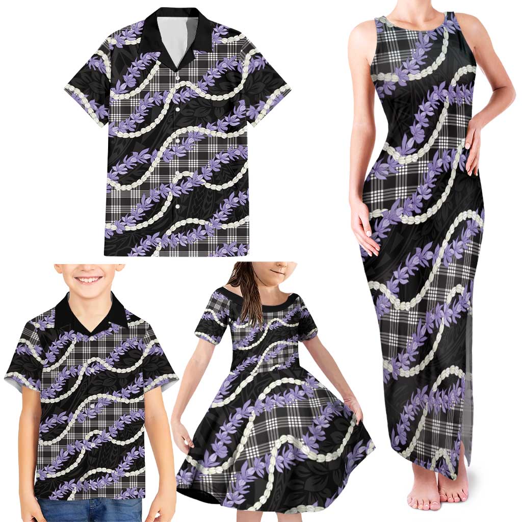 Black Hawaii Palaka Honohono Pikake Family Matching Tank Maxi Dress and Hawaiian Shirt Hawaiian Orchid Lei Polynesian Pattern LT14 - Polynesian Pride