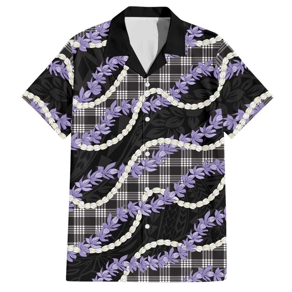 Black Hawaii Palaka Honohono Pikake Hawaiian Shirt Hawaiian Orchid Lei Polynesian Pattern - Polynesian Pride