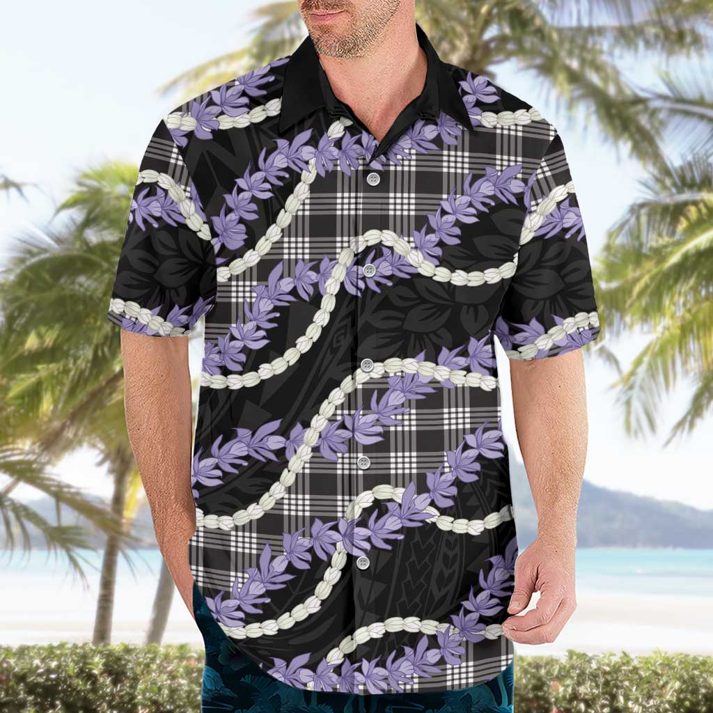 Black Hawaii Palaka Honohono Pikake Hawaiian Shirt Hawaiian Orchid Lei Polynesian Pattern - Polynesian Pride